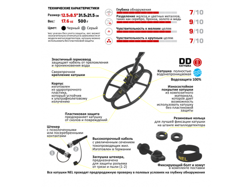 Катушка NEL Hunter  для Minelab X-Terra ALL (Две частоты:3 kHz, 18,75 kHz)