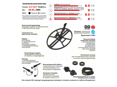 Катушка NEL Thunder для Minelab X-Terra ALL (Две частоты в одной катушке 3 kHz, 18,75 kHz)