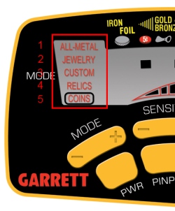 Режимы поиска Garrett ACE 250